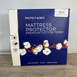 Protect A Bed Queen Premium Cotton Terry Cloth Waterproof Mattress Protector NEW